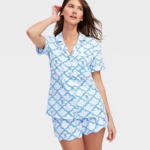 Women's Roller Roller Rabbit x Target geo trellis blue Short Pajama Set medium